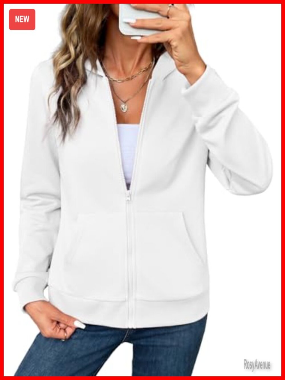 Women's Full Zip Hoodie Slim Fit Lightweight Polyester Cotton Hooded Sweatshirt